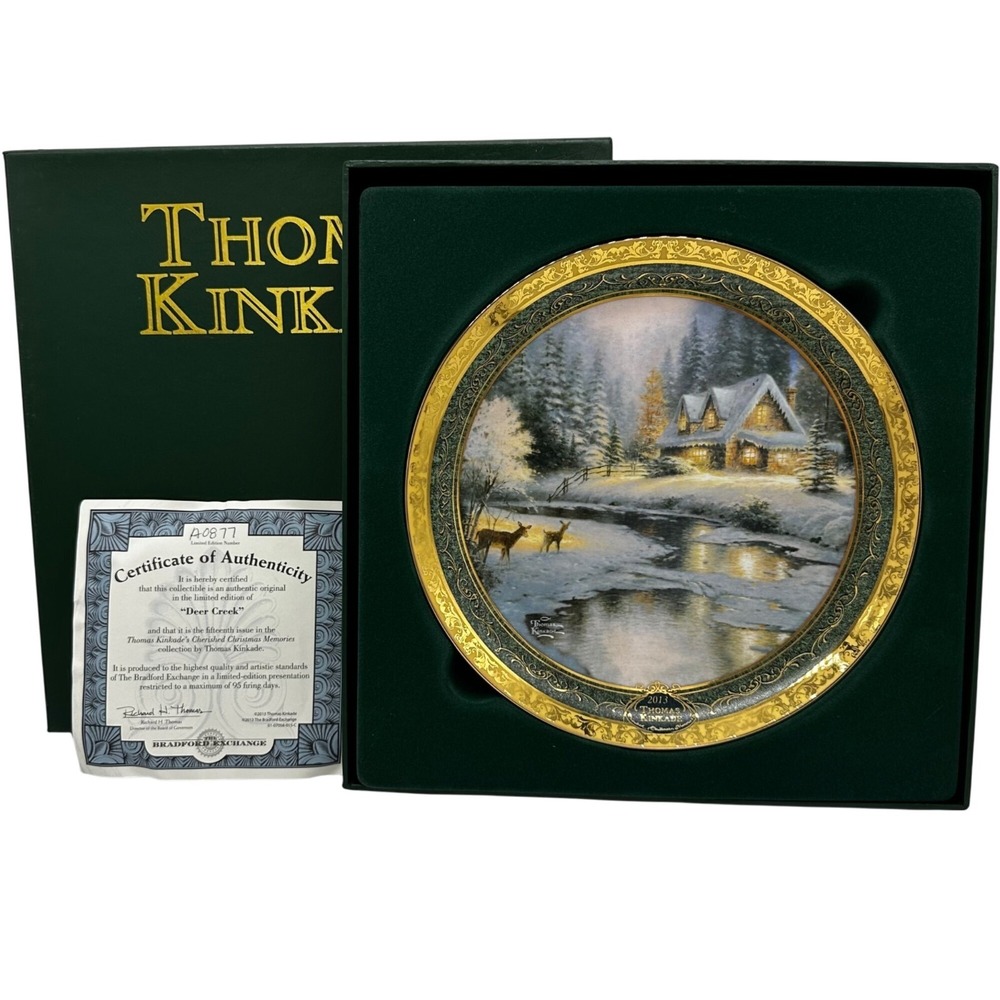 Thomas Kinkade Deer Creek Cottage Collector Plate Box COA Core Decor Christmas